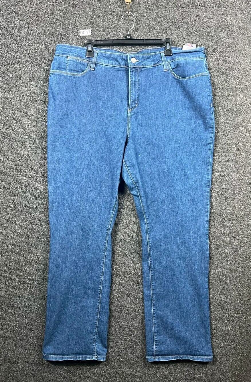 NYDJ Plus Not Your Daughter Straight Leg Jeans High Rise Women's Size 22W Blue